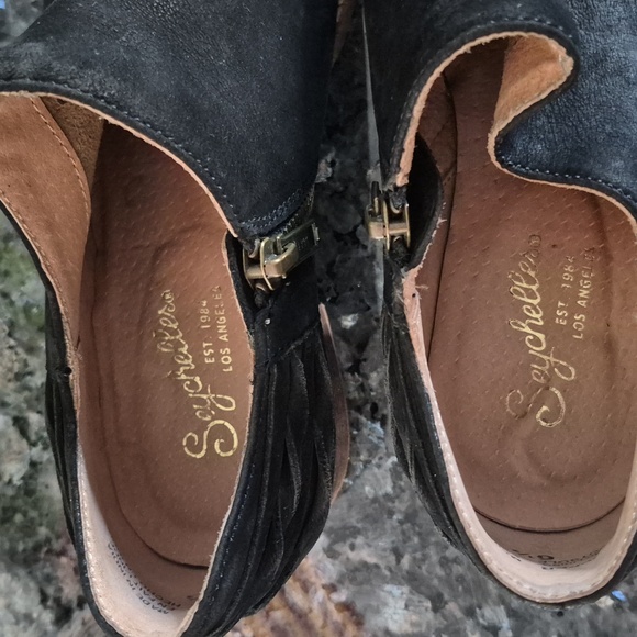 Seychelles "Amused" Black Leather Ankle Booties Size 6.5 - Picture 8 of 9